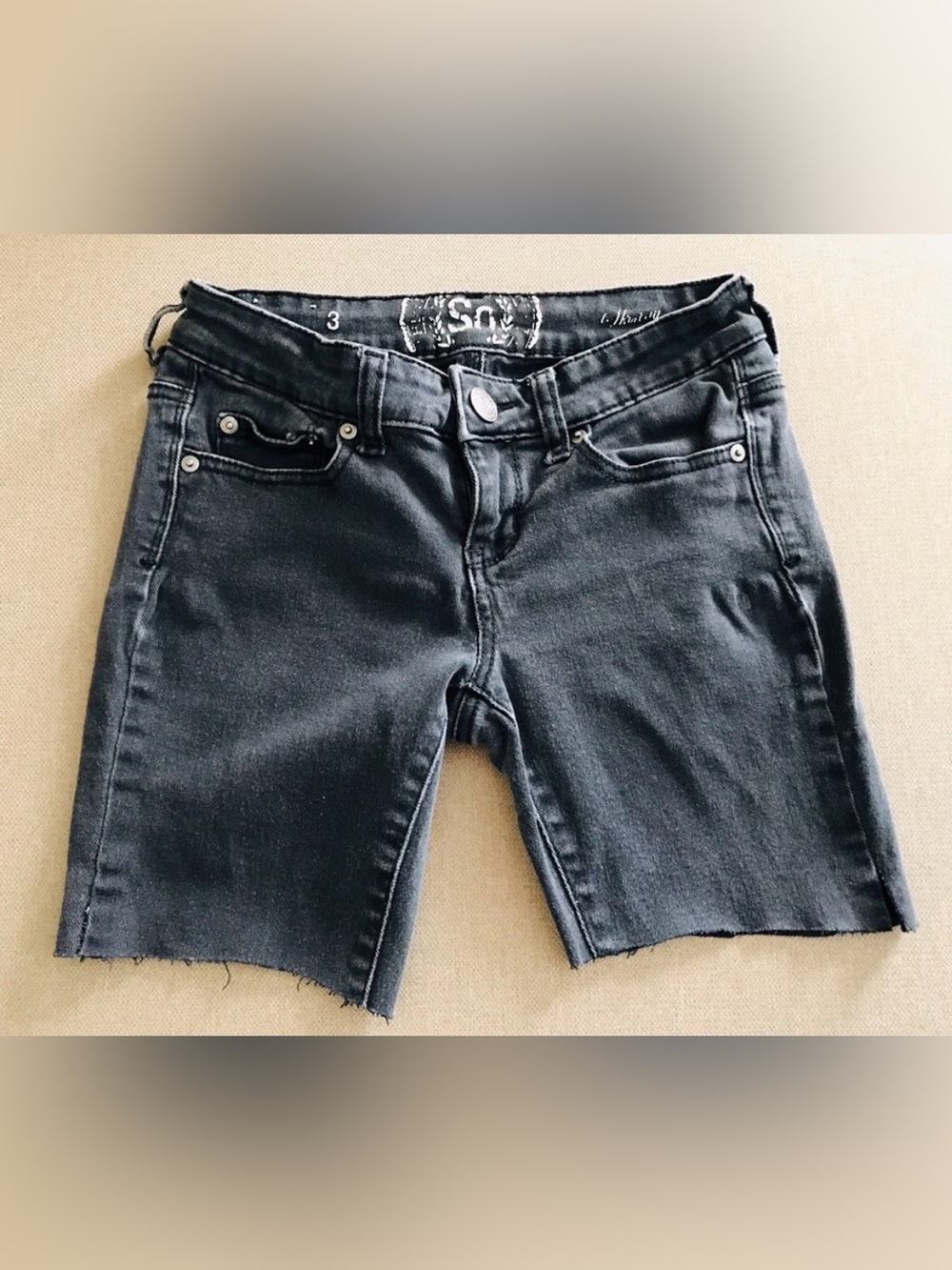 SO Skinny Cut-Off Black Denim Shorts Size 3
